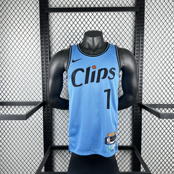 Los Angeles Clippers City Edition Blue  #1 HARDEN 1:1 Quality NBA  Season Jerseys  2025