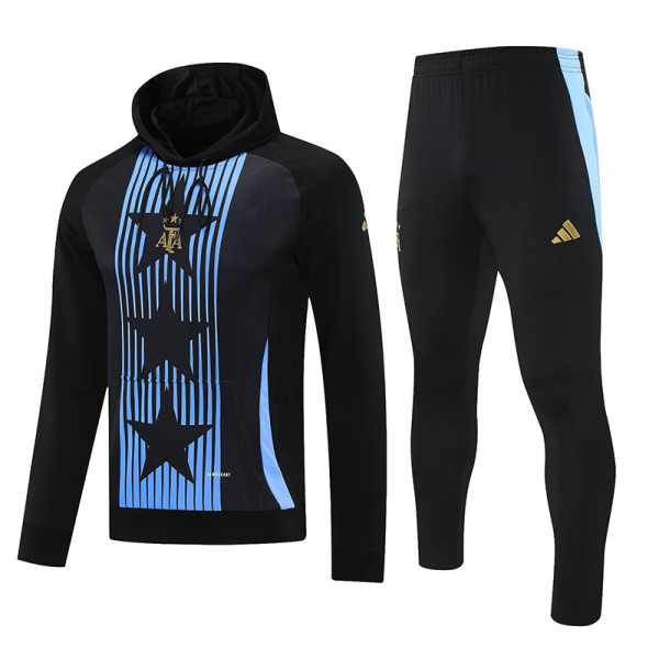 2025 Argentina Black Hoody Zipper Jacket Tracksuit