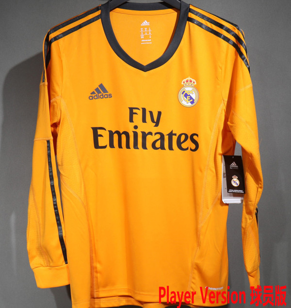 2013/14 RM Thrid Orange Retro Player Version Long Sleeve Soccer Jersey  球员版