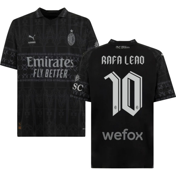 RAFA LEãO #10 AC Milan x PUMA x Pleasures 4Th Black Fans Jersey 2023/24 欧冠体 ★★
