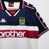 1997/98 Man City Away White Retro Long Sleeve Soccer Jersey