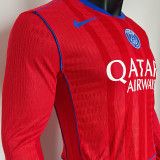 2025/26 PSG Third Red Player Version Long Sleeve Soccer Jersey