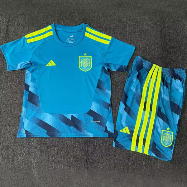 2026/27 Spain Goalkeeper Blue Kids Soccer Jersey