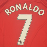 RONALDO #7 2007-08 M Utd Home Red Long Sleeve Retro Jersey League Version 联赛版带06/07英超双金章 ★★