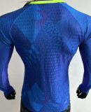 2025/26 Brazil Away Blue Player Version Long Sleeve Soccer Jersey