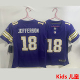 JEFFERSON #18 Minnesota Vikings Kids NFL Jersey 维京人