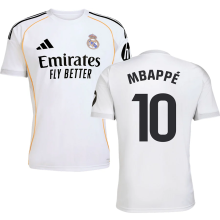 MBAPPÉ #10 RM Home 1:1 Quality White Fans Soccer Jersey 2025/26（Laliga Font) ★★