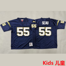 SEAU #55 Los Angeles Chargers Retro Kids NFL Jersey 闪电