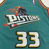 1998/99 Pistons HILL #33 Green Mitchell Ness Retro Jerseys 刺绣