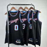 2026 Bulls WHITE #0 Black NBA Jerseys