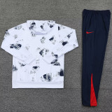 2025 PSG White Hoody Zipper Jacket Tracksuit