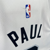 Spurs PAUL  #3  White NBA Jerseys