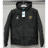 2025 PSG Jordan Cotton Thickened warm Black Outdoor Jacket #P2加棉冲锋衣