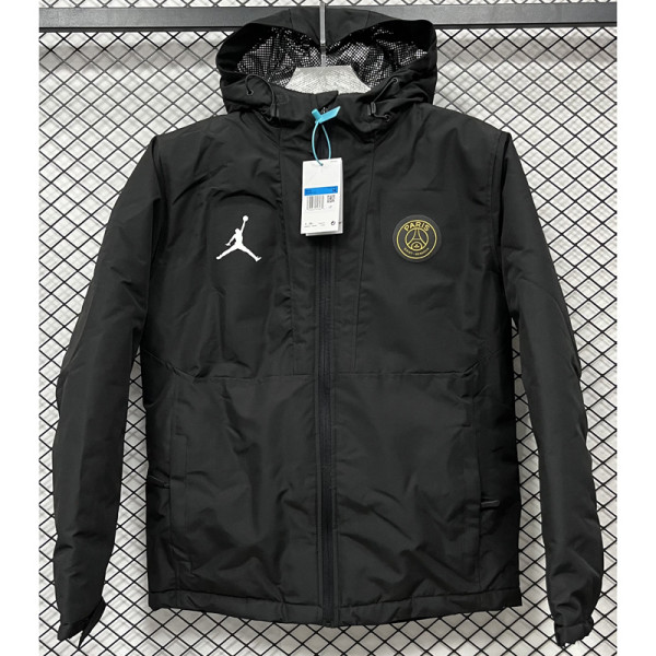 2025 PSG Jordan Cotton Thickened warm Black Outdoor Jacket #P2加棉冲锋衣