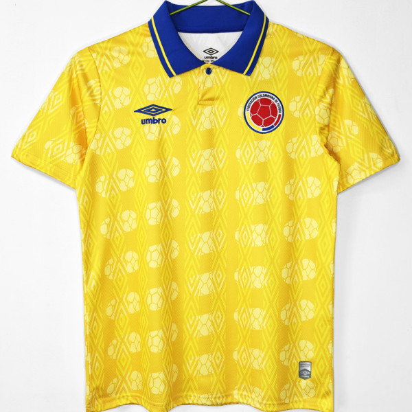 1994 Colombia Home Yellow Retro Soccer Jersey