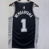 2023/24 Spurs WEMBANYAMA  #1  Black  NBA Jerseys