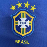 2002 Brazil Away Blue Retro Long Sleeve Soccer Jersey