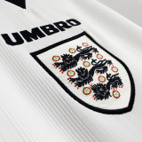1996 England Home White Retro Soccer Jersey