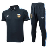 2025/26 Argentina Dark Grey POLO Retro Sweater Tracksuit