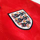 1990 England Away Red Retro Soccer Jersey