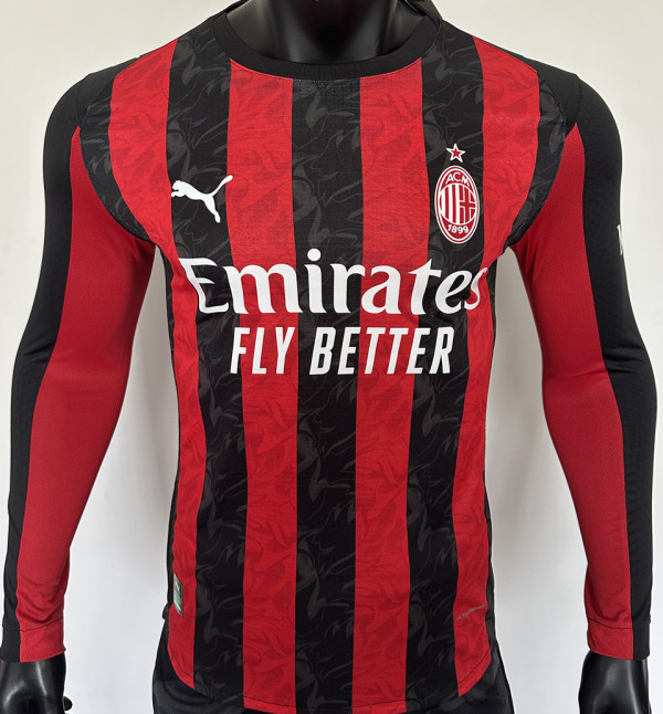 2025/26 AC Milan Home Player Version Long Sleeve Soccer Jersey