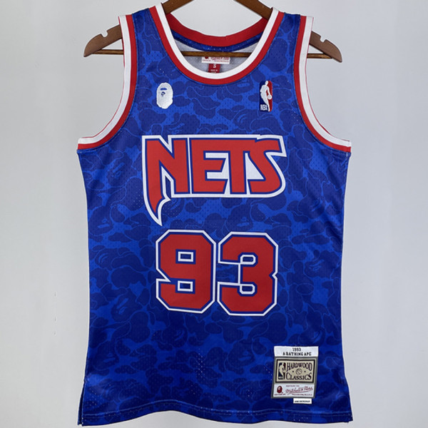 1993 Nets BAPE×M&N #93 Blue NBA Jerseys
