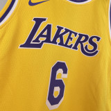 Lakers JAMES #6 Yellow Kids NBA Jersey 热压
