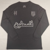 2025 Palestine Black Long Sleeve Soccer Jersey 白色阿拉伯文
