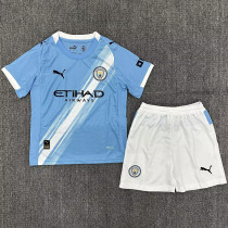2025/26 Man City Home Blue Kids Soccer Jersey