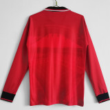 1994/96 M Utd Home Red Long Sleeve Retro Soccer Jersey