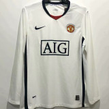 2008/09 M Utd Away White Long Sleeve Retro Soccer Jersey