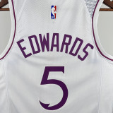 Timberwolves EDWARDS #5 White NBA Jerseys