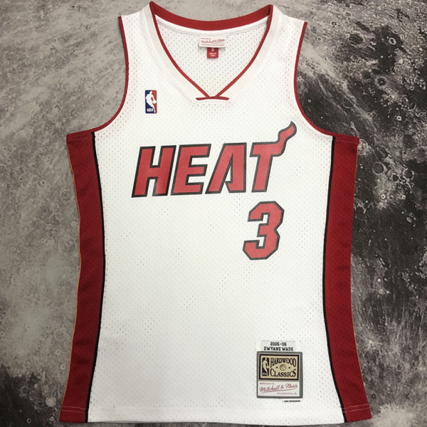 2005/06 Miami Heats WADE #3 Retro White NBA Jerseys热压