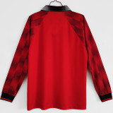 1996/97 M Utd Home Red Long Sleeve Retro Soccer Jersey