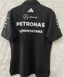 2025 Mercedes AMG Petronas F1 Black POLO Team T-Shirt  有领