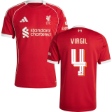VIRGIL #4 LFC 1:1 Home Red Fans Jersey 2025/26 (UCL Font 欧冠字体 ) ★★