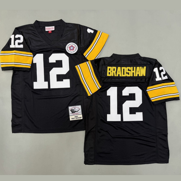 BRADSHAW #12 Men's Pittsburgh Steelers Retro NFL Jersey 钢人