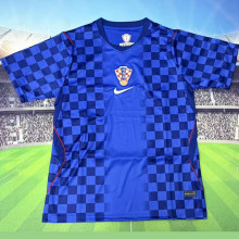 2026/27 Croatia Away Blue Fans Soccer Jersey 背后有格子