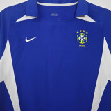 2002 Brazil Away Blue Retro Soccer Jersey