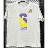 2025 Lakers JAMES #6 White High Quality Casual T-Shirt T190