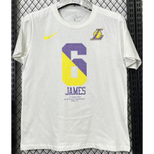2025 Lakers JAMES #6 White High Quality Casual T-Shirt T190