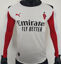 2025/26 AC Milan Away White  Player Version Long Sleeve Soccer Jersey
