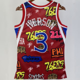 1996/97 76ers IVERSON #3 Red Retro NBA Jerseys 热压