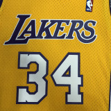 1999/00 Lakers ONEAL #34 Yellow Retro NBA Jerseys 热压