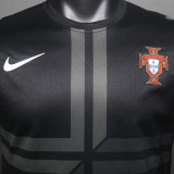 2013 Portugal Away Black Retro Player Version Soccer Jersey