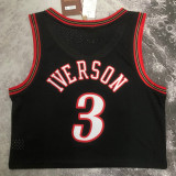 76ers IVERSON #3 Retro Black NBA Girl Jersey