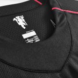 2007-08 M Utd Away Black Long Sleeve Retro Soccer Jersey