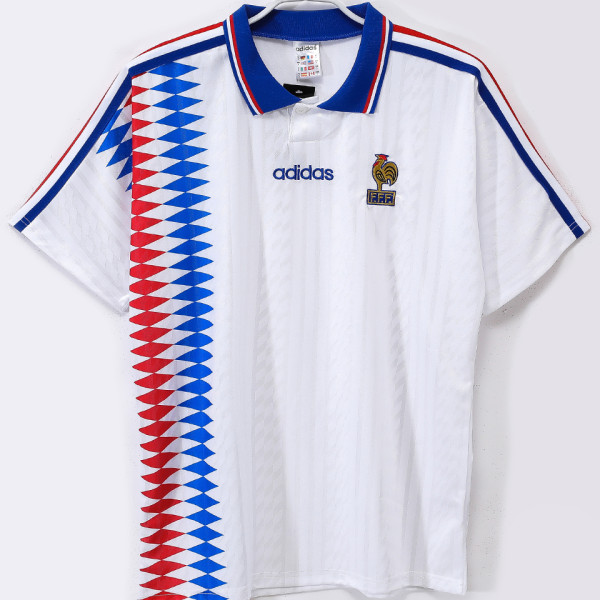 1994 France Away White Retro Soccer Jersey