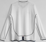 2002 England Home White Retro Long Sleeve Soccer Jersey