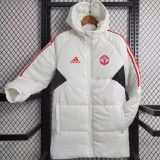 2023/24 M Utd White Cotton Jacket 红三边